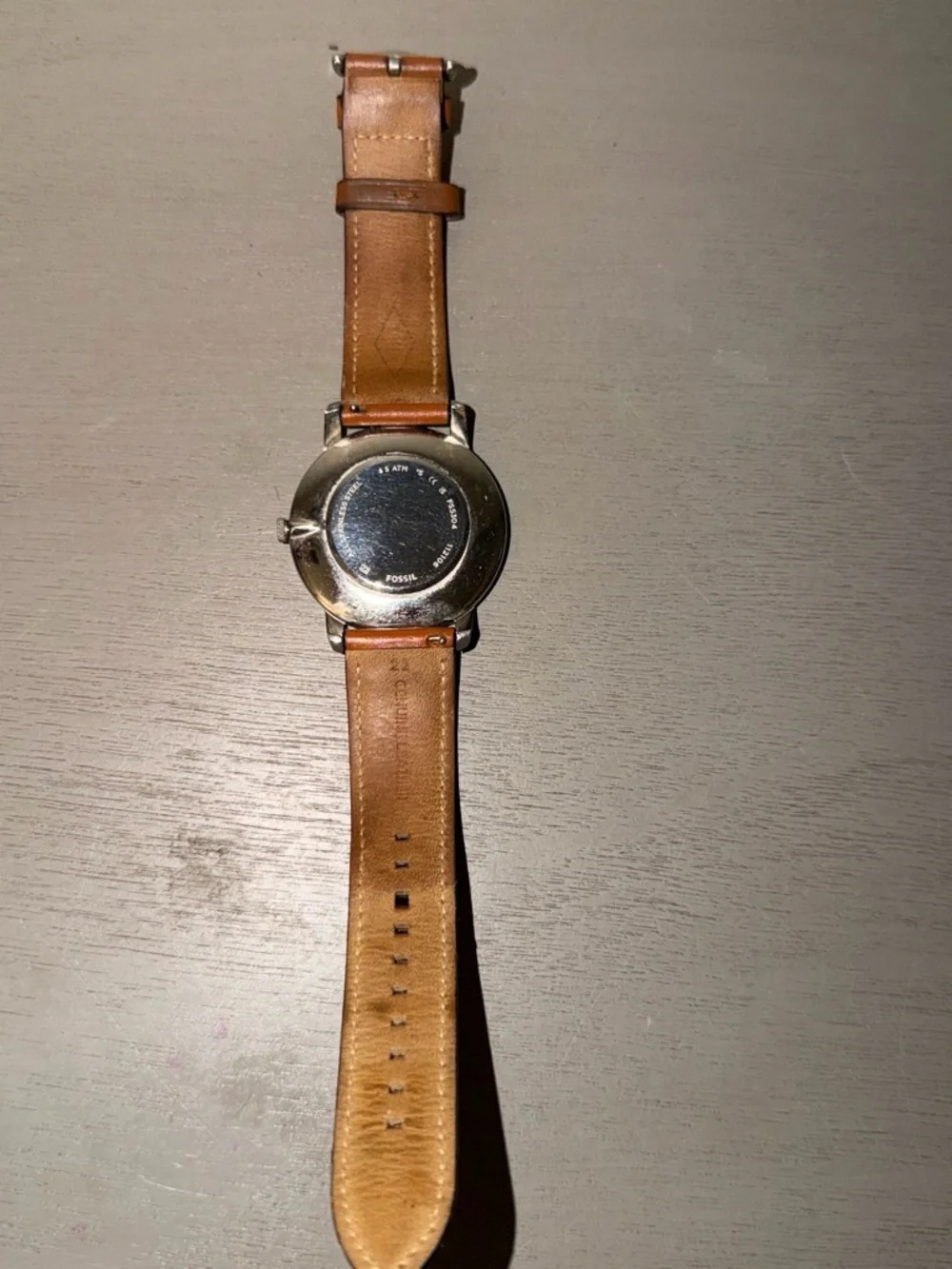Fossil Men’s Blue Dial Watch with Brown Leather Strap